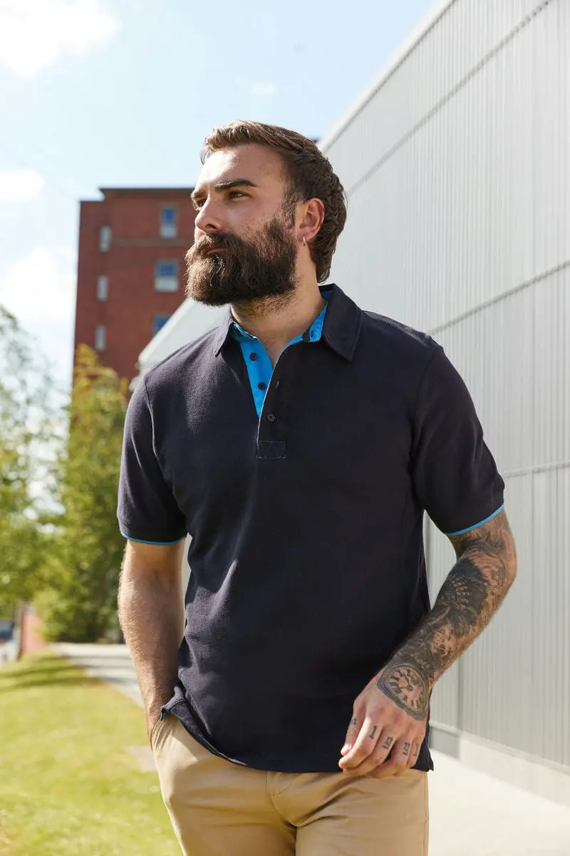 Front Row Mens Contrast Pique Polo Shirt