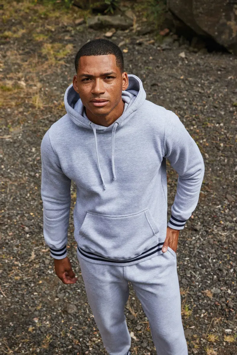 Front Row Mens Hoodie With Striped Cuffs