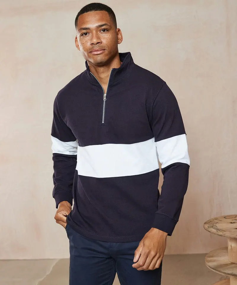 Front Row Mens Panelled ¼ Zip
