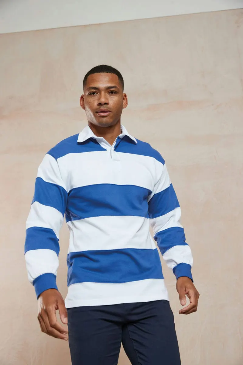 Front Row Mens Sewn Stripe Long Sleeve Rugby Shirt