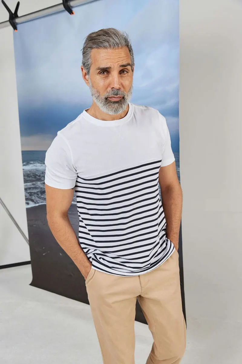 Front Row Mens Short Sleeved Breton Tee