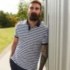 Front Row Mens Striped Jersey Polo Shirt
