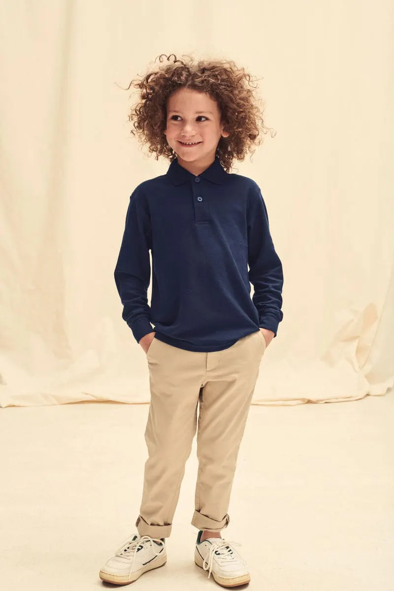 Fruit Of The Loom Unisex Kids Long Sleeve 65/35 Polo