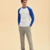 Fruit Of The Loom Mens Long Sleeve Baseball Tee