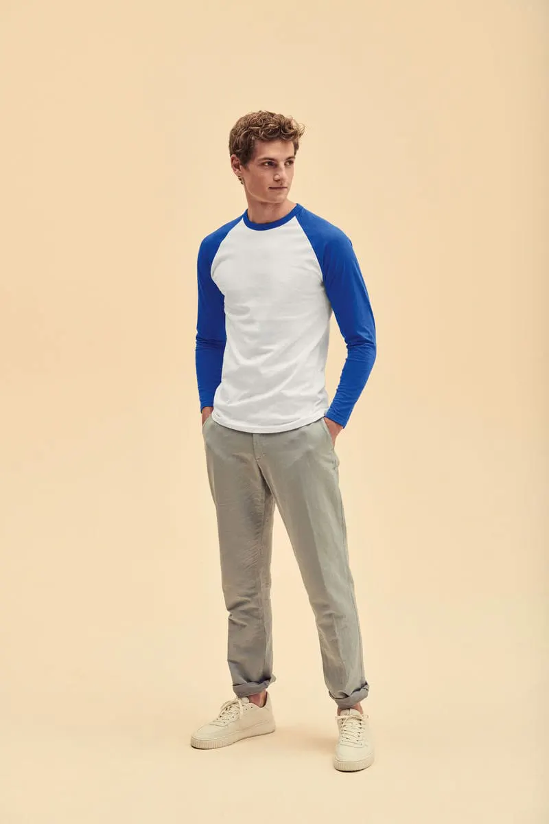 Fruit Of The Loom Mens Long Sleeve Baseball Tee