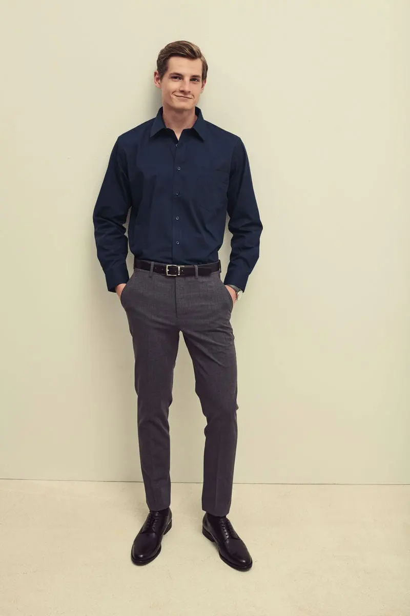 Fruit Of The Loom Mens Poplin Long Sleeve Shirt