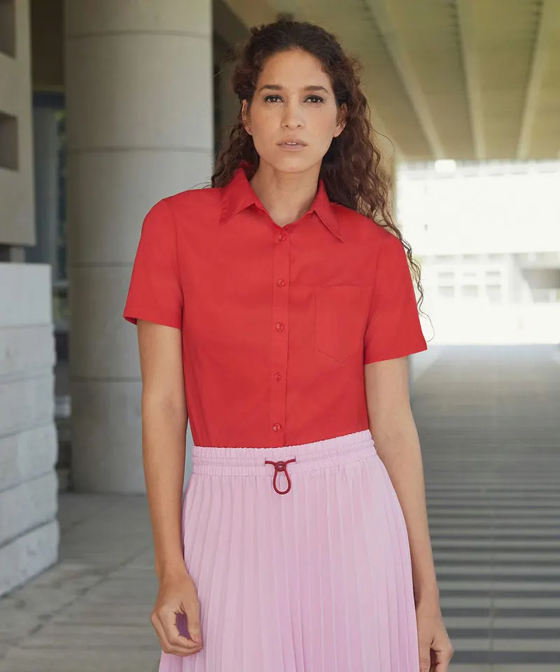 Fruit Of The Loom Womens Ladyfit Poplin Short Sleeve Shirt