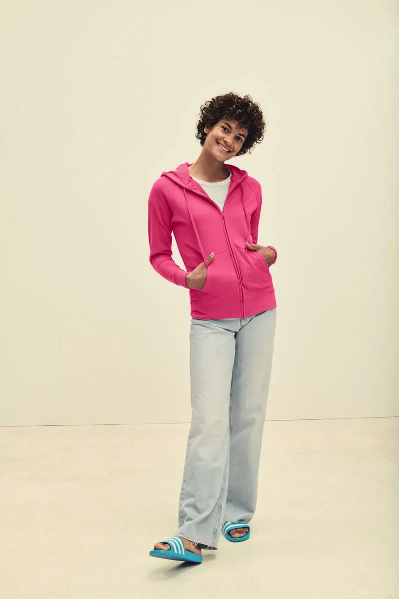 Fruit Of The Loom Womens Lightweight Hooded Sweatshirt Jacket
