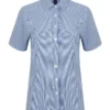 Henbury Womens Gingham Pufy Wicking Short Sleeve Shirt