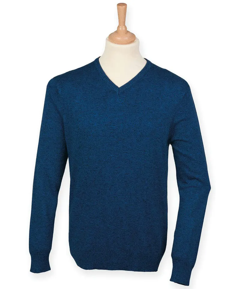 Henbury Mens V Neck Marl Jumper