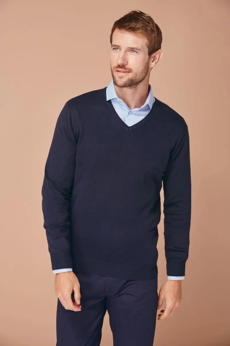 Henbury Mens 12 Gauge V Neck Jumper