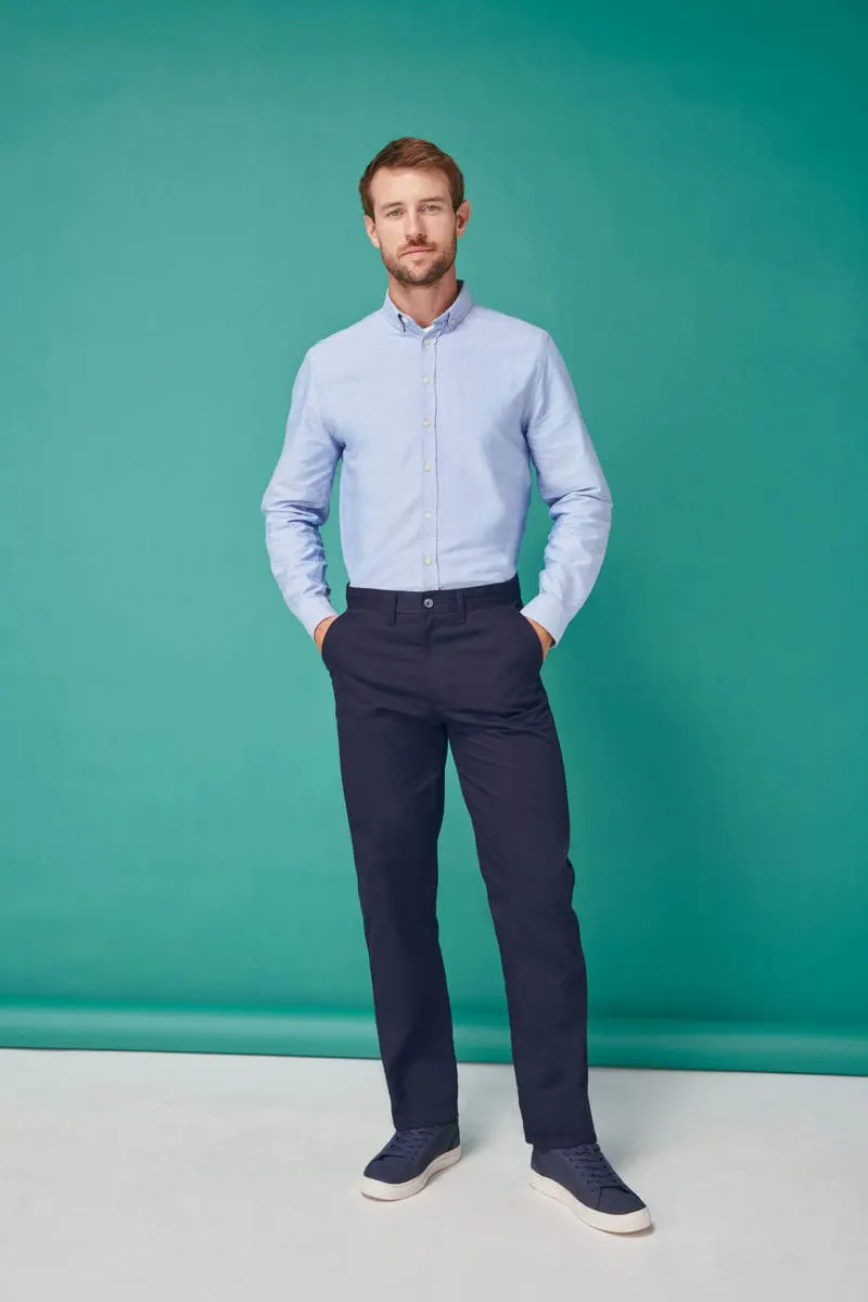 Henbury Mens 65/35 Flat Fronted Chino Trousers