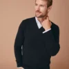 Henbury Mens Cashmere Touch Acrylic V Neck Jumper