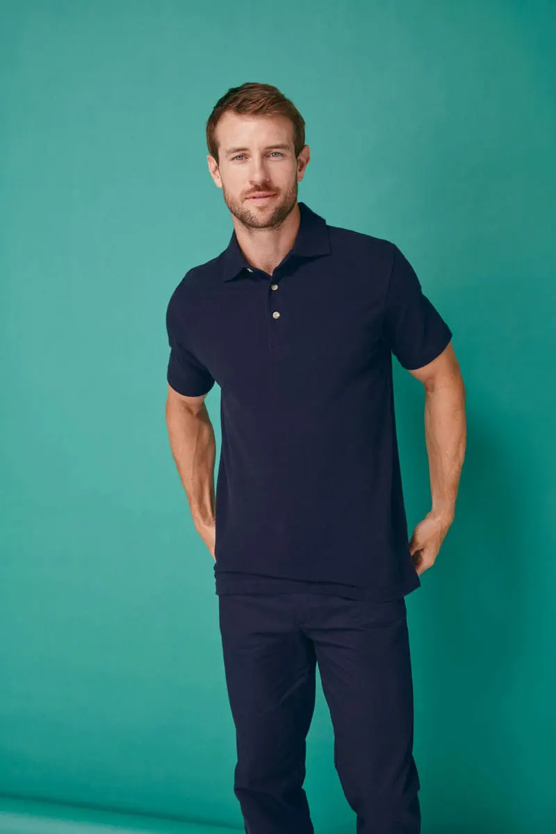 Henbury Mens Classic Cotton Pique Polo With Stand Up Collar