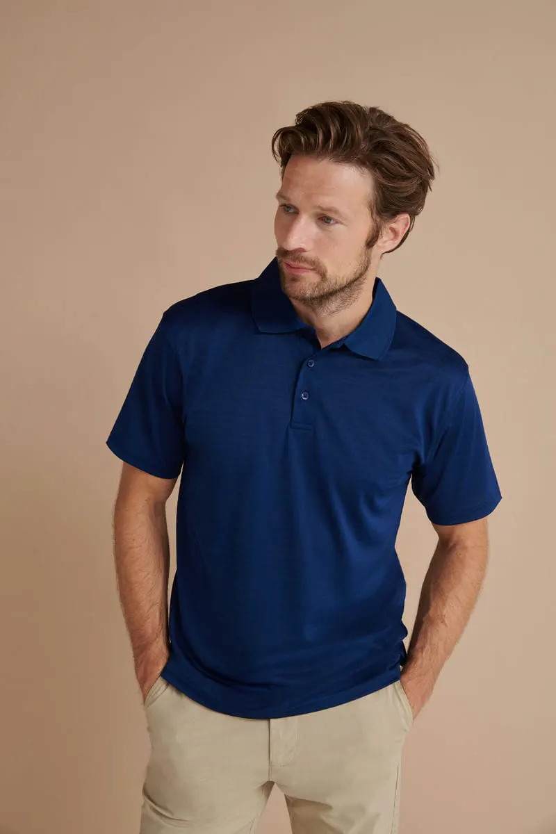 Henbury Mens Cooltouch Textured Stripe Polo