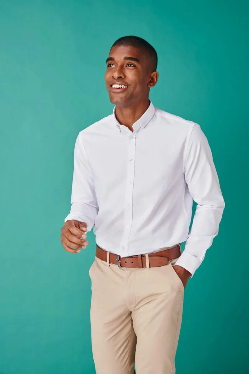 Henbury Mens Modern Long Sleeve Oxford Shirt