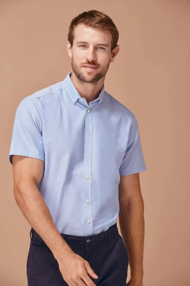 Henbury Mens Modern Short Sleeve Oxford Shirt