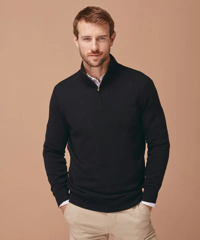 Henbury Mens ¼ Zip Jumper