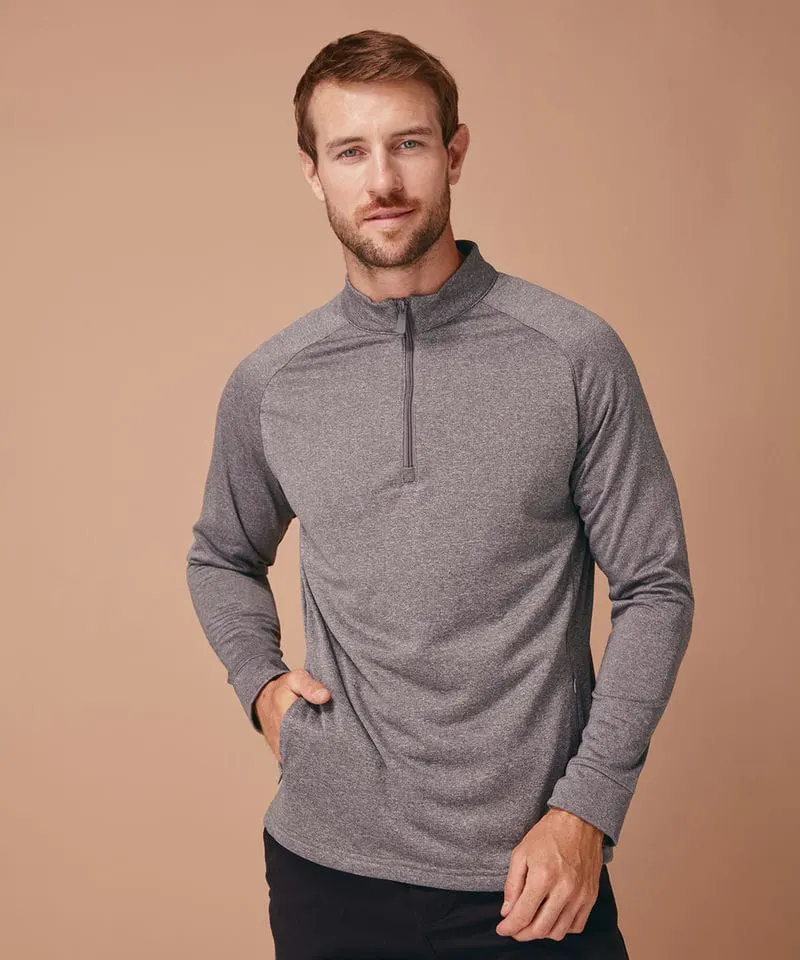 Henbury Mens ¼ Zip Top With Wicking Finish