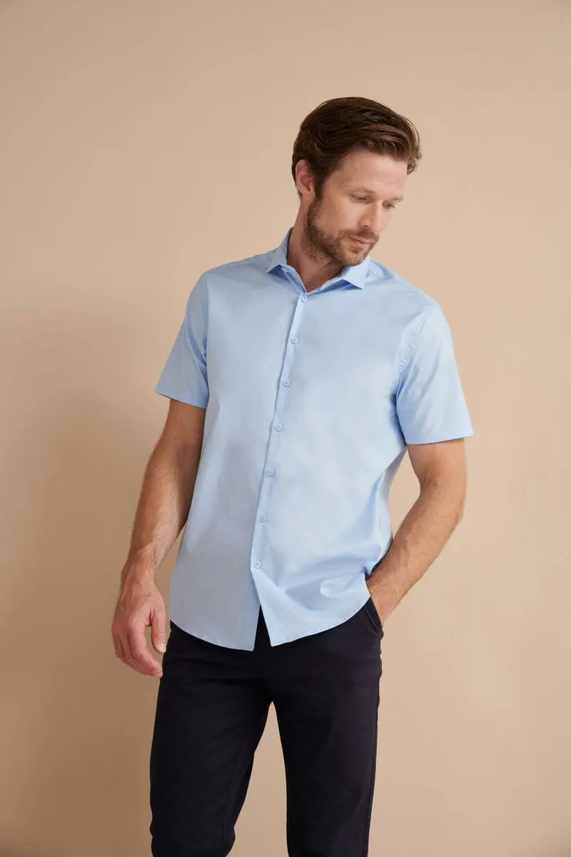 Henbury Mens Short Sleeve Stretch Shirt