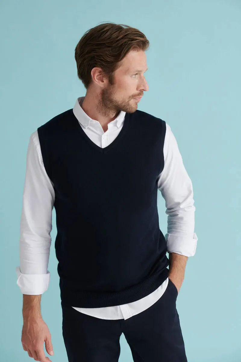 Henbury Mens Sleeveless V Neck Jumper