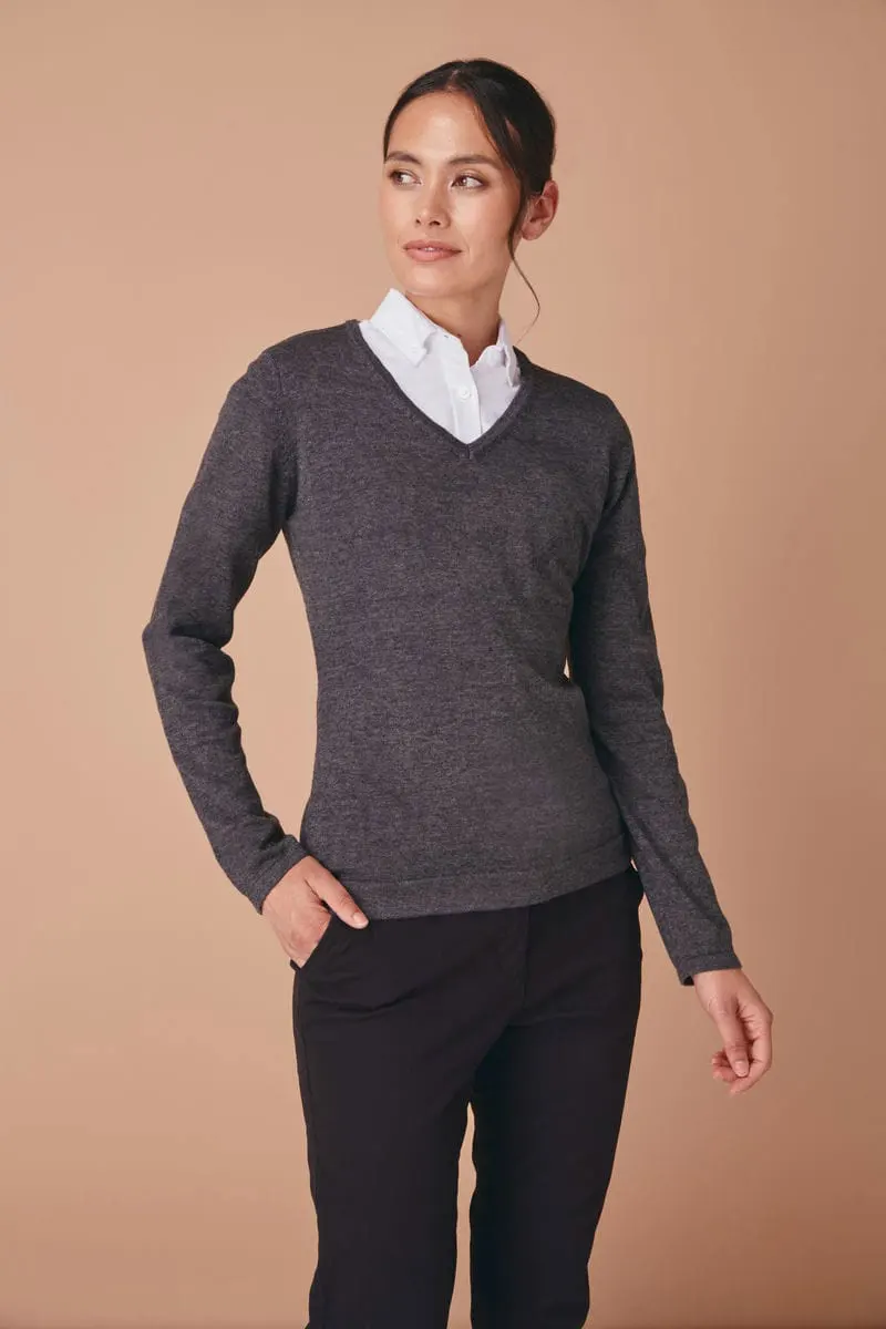 Henbury Womens 12 Gauge V Neck Jumper