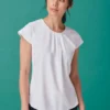 Henbury Womens Pleat Front Short Sleeve Blouse