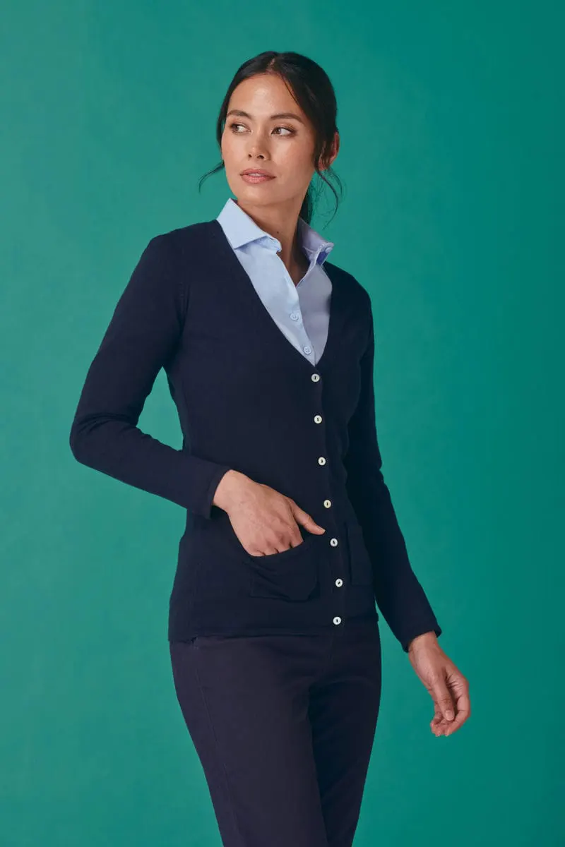 Henbury Womens V Button Cardigan