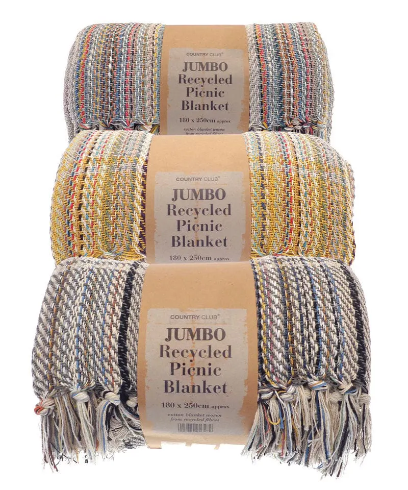 Home & Living Jumbo Recycled Picnic Blanket In Mixed Fabric Colour