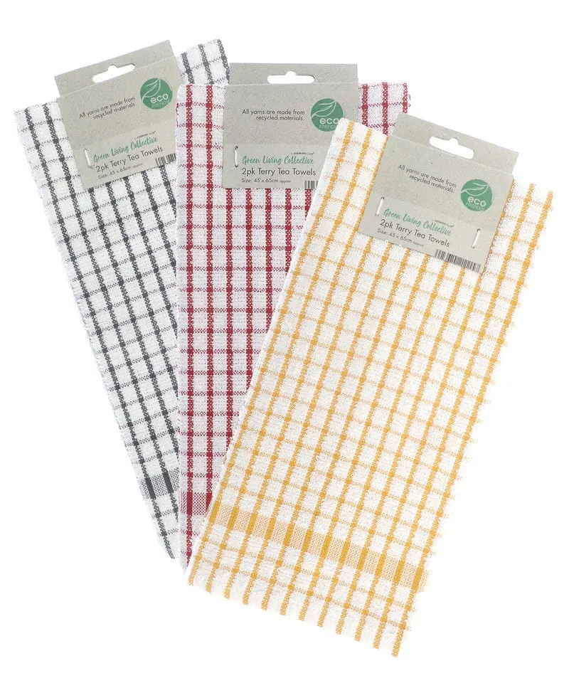 Home & Living Recycled Terry Tea Towels 2 Pack