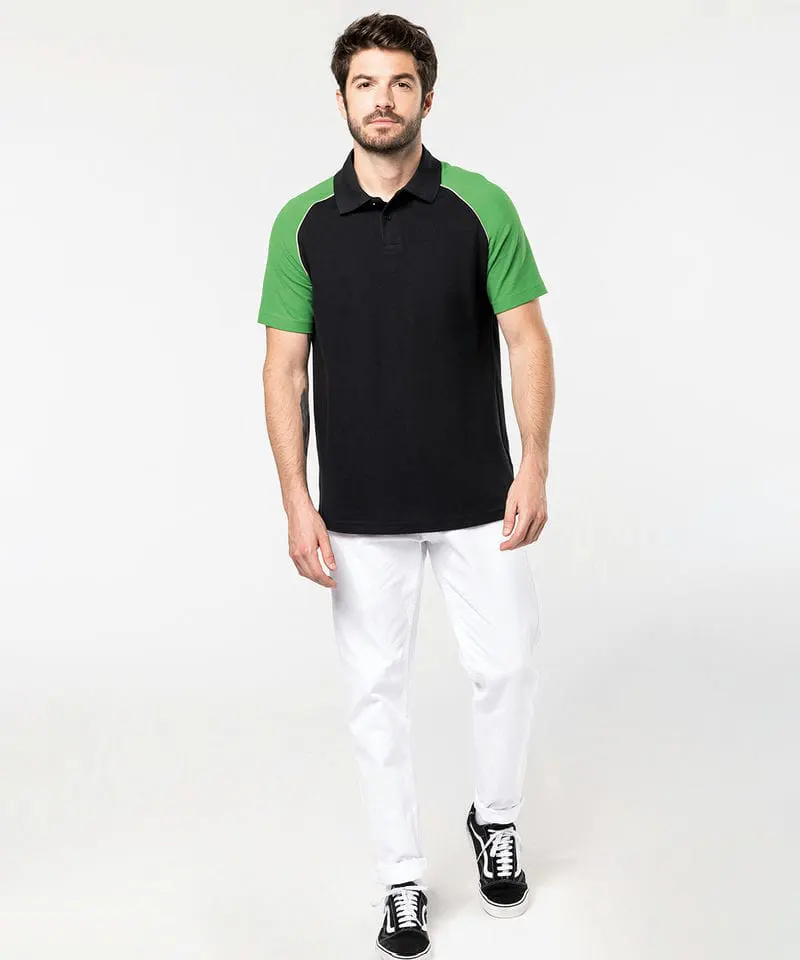 Kariban Mens Polo Baseball Contrast Polo Shirt