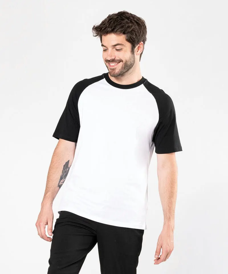 Kariban Mens Baseball Short Sleeved Two Tone T Shirt