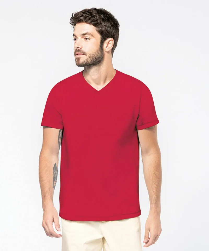 Kariban Mens Mens Short Sleeved V Neck T Shirt