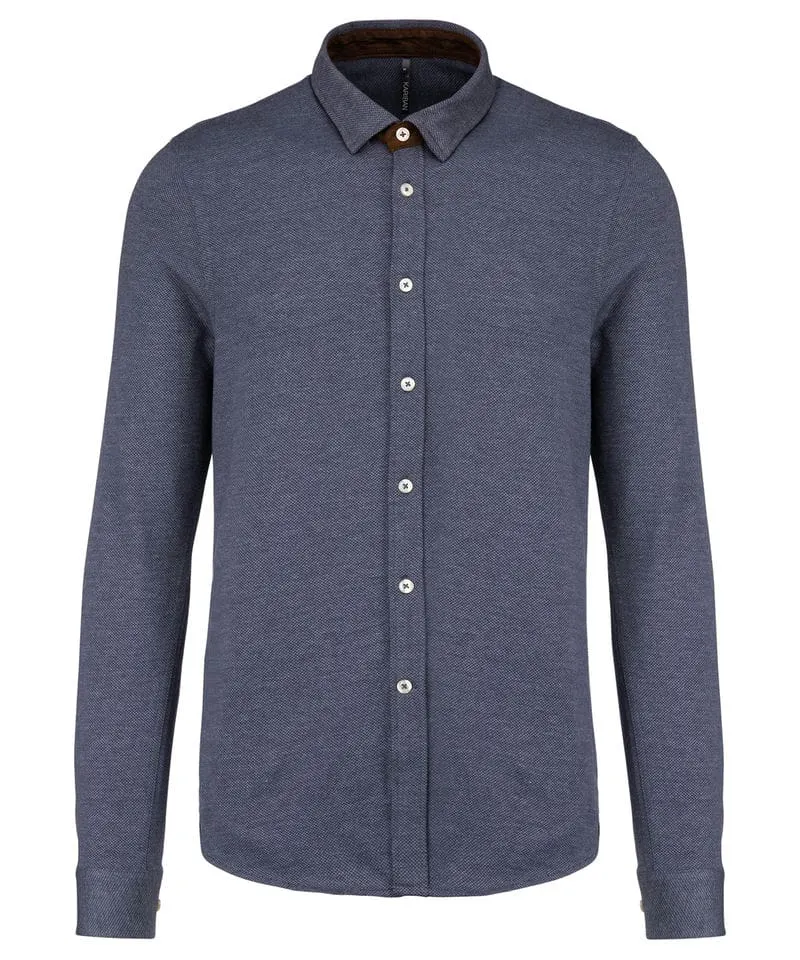 Kariban Mens Long Sleeved Jacquard Knit Shirt