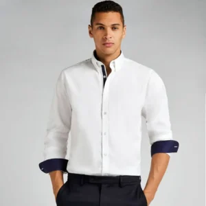 Kustom Kit Mens Contrast Premium Oxford Shirt Button Down Collar Long Sleeved Tailored Fit