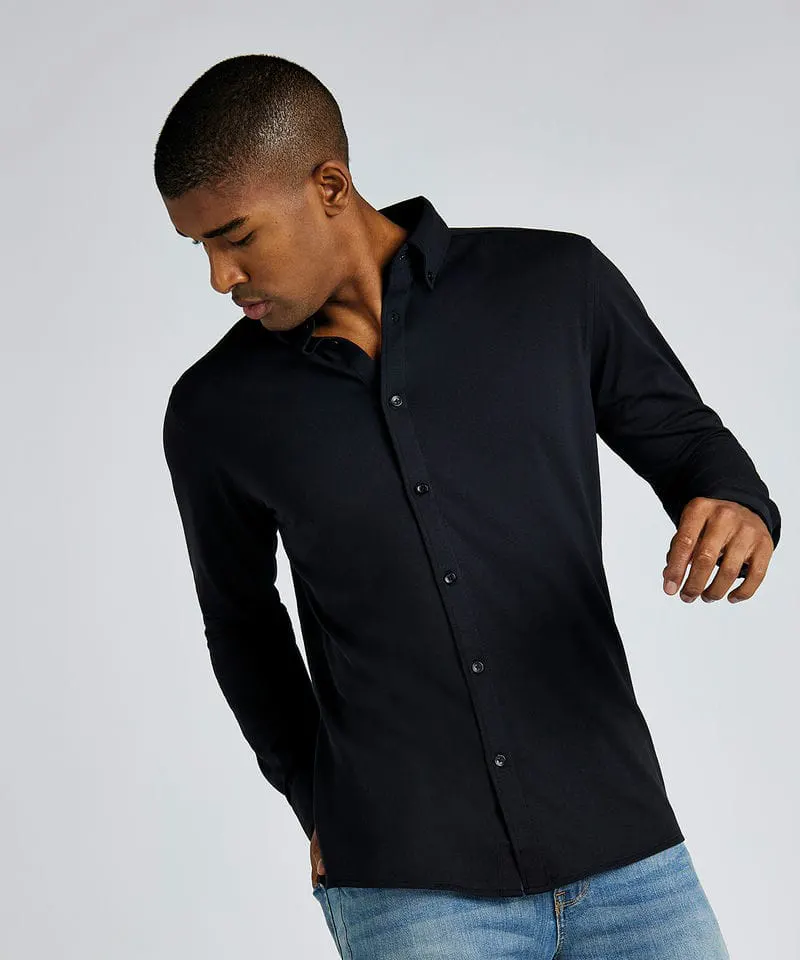 Kustom Kit Mens Long Sleeve Superwash 60° Pique Shirt Tailored Fit