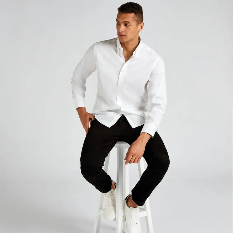 Kustom Kit Mens Premium Oxford Shirt Long Sleeved Tailored Fit