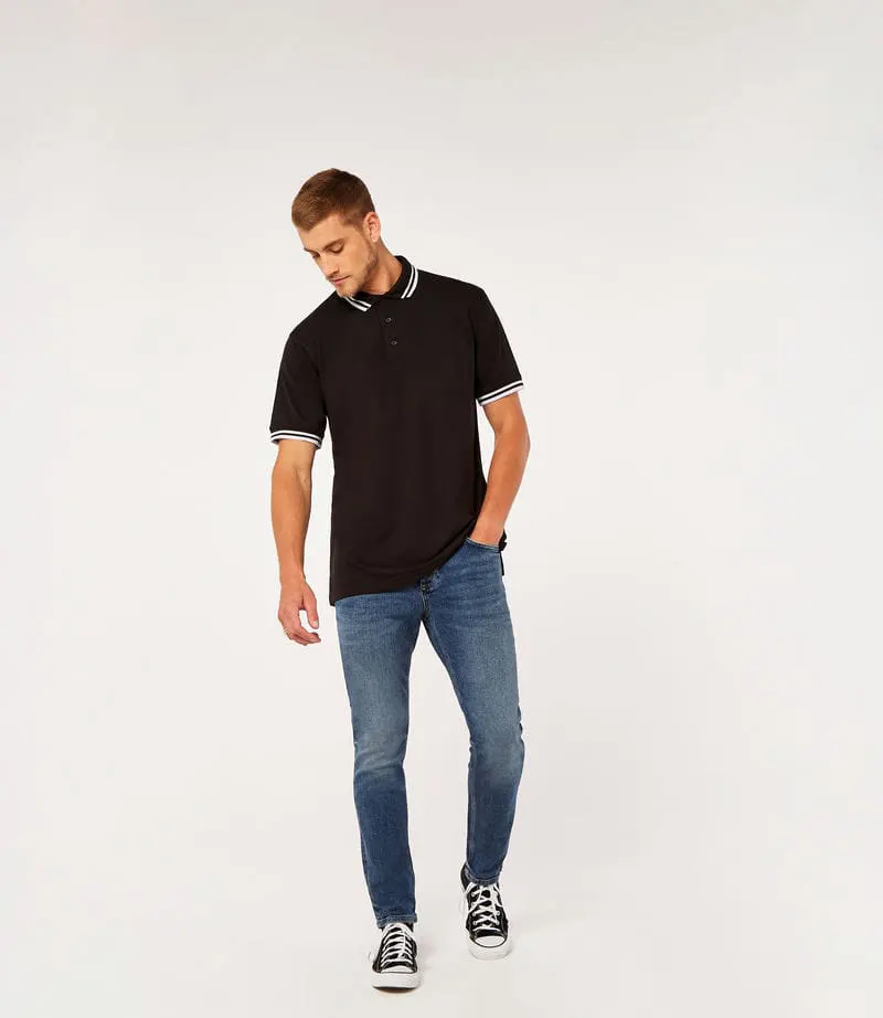Kustom Kit Mens Tipped Collar Polo Classic Fit