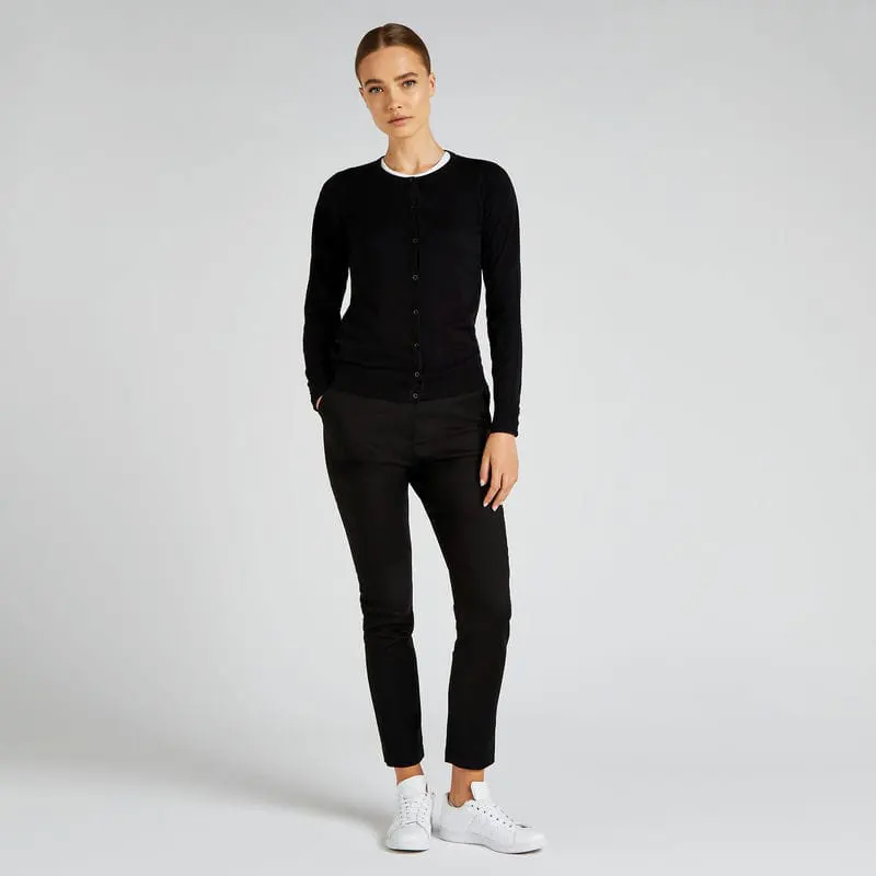 Kustom Kit Womens Arundel Crew Neck Cardigan Long Sleeve Classic Fit