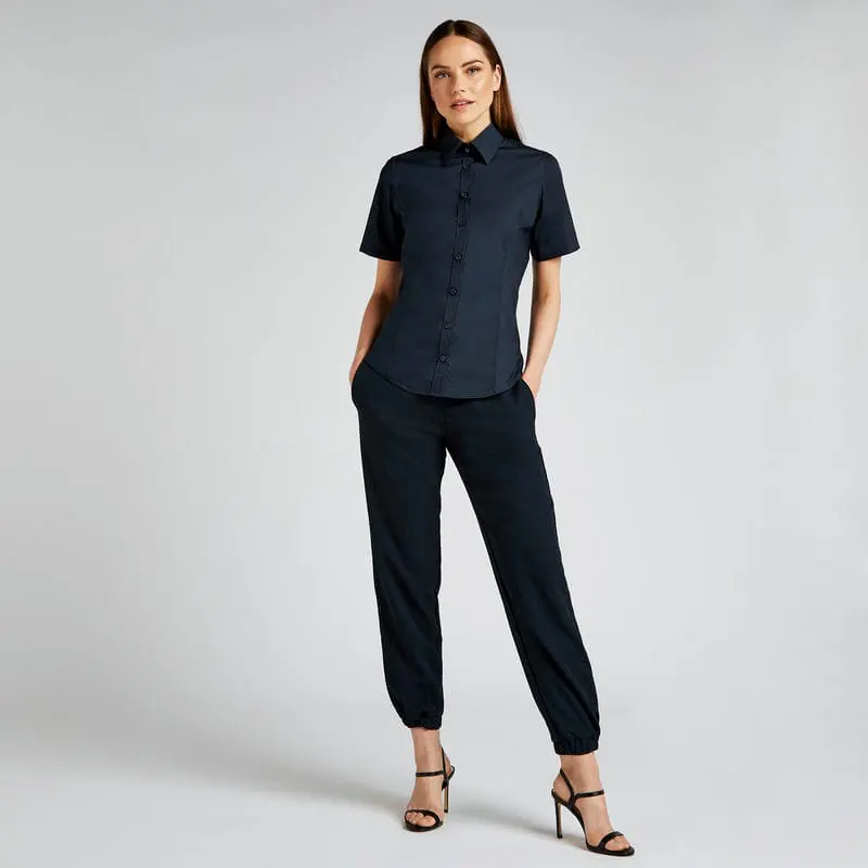 Kustom Kit Womens Business Blouse Short Sleeved Tailored Fit