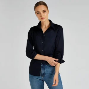 Kustom Kit Womens Workplace Oxford Blouse Long Sleeved Tailored Fit