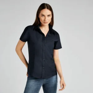 Kustom Kit Womens Workplace Oxford Blouse Short Sleeved Tailored Fit