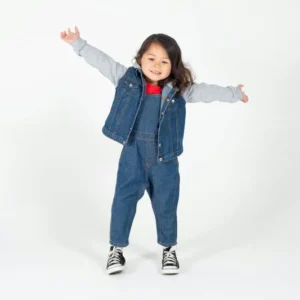 Larkwood Unisex Denim Jacket With Fleece Hood And Sleeves