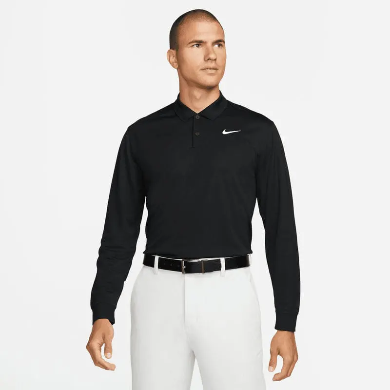 Nike Mens Dri Fit Victory Solid Long Sleeve Polo
