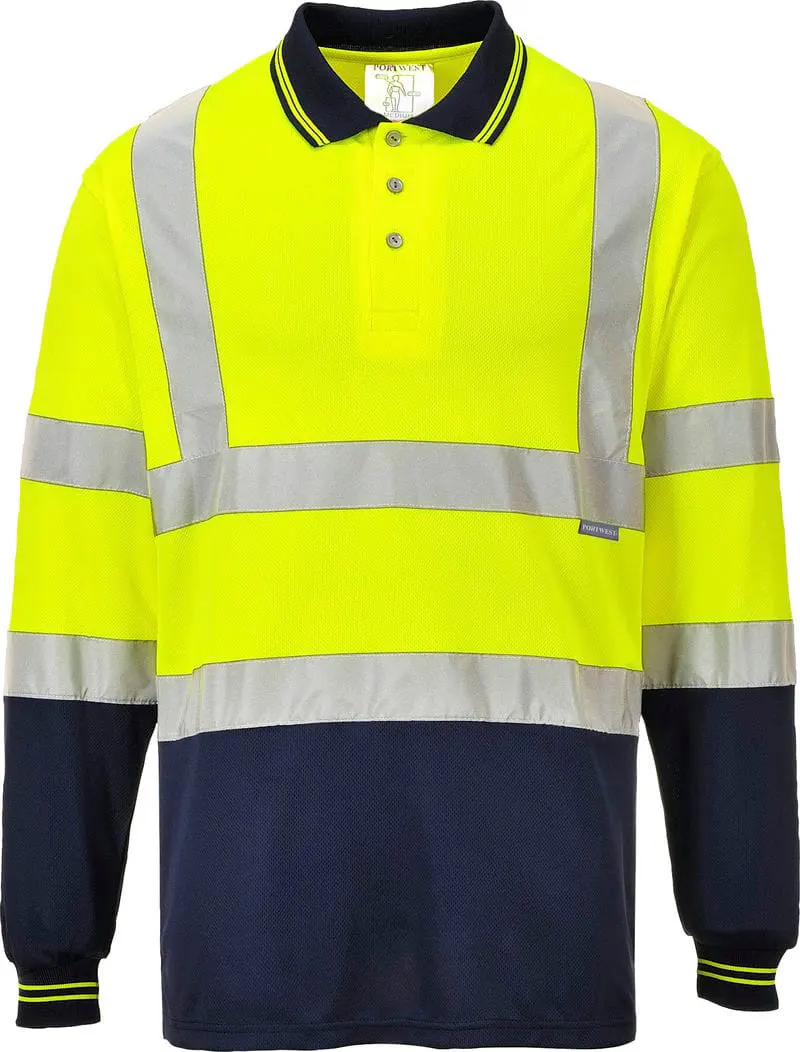 Portwest Mens Two Tone Long Sleeve Polo S279