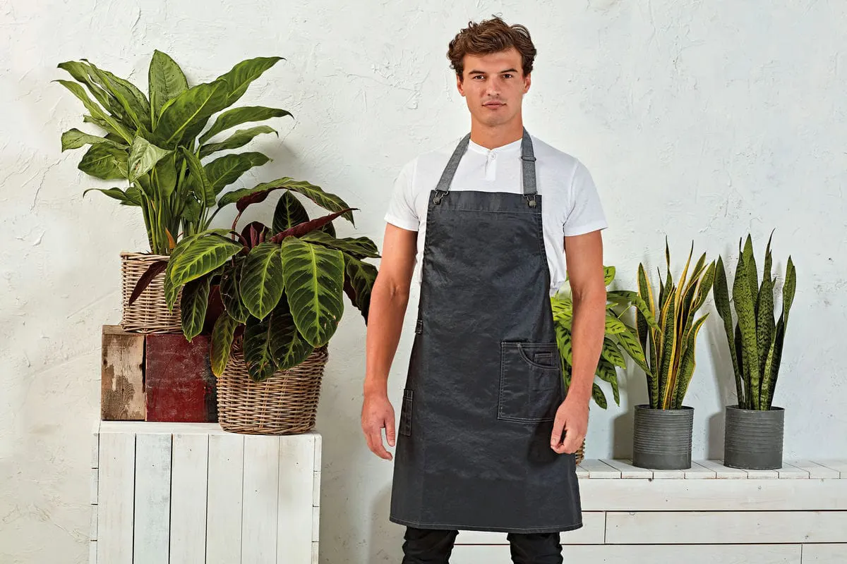 Premier District Waxed Look Denim Bib Apron