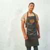 Premier Division Waxed Look Denim Bib Apron With Faux Leather