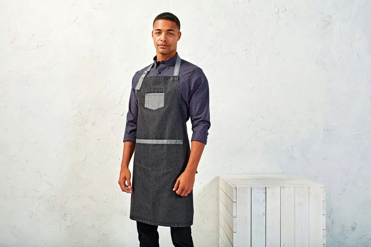 Premier Domain Contrast Denim Bib Apron