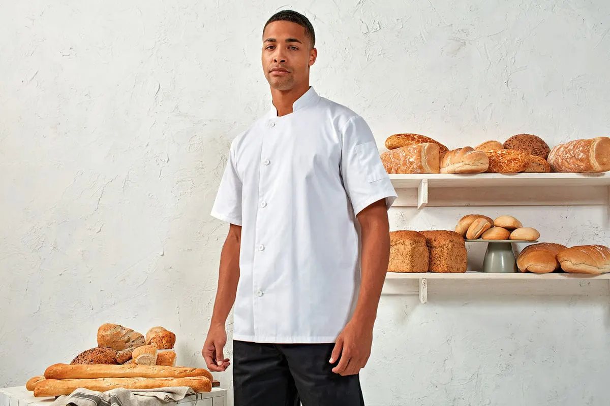 Premier Mens Chefs Essential Short Sleeve Jacket