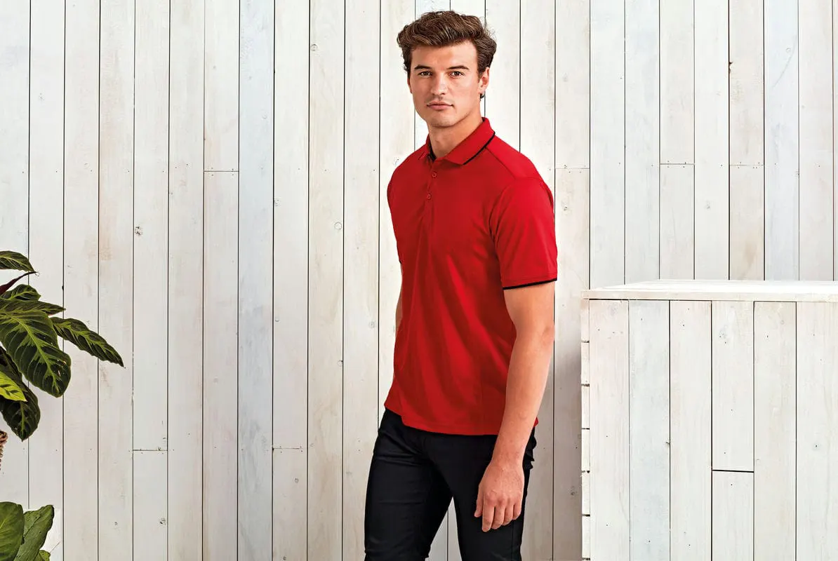 Premier Mens Contrast Coolchecker Polo